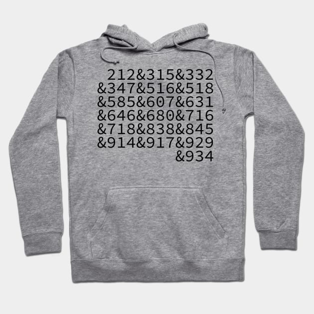 New York Area Codes Hoodie by ExtraGoodSauce